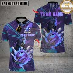 Maxcorners Bowling Grim Reaper Skull Design Multioptions Personalized Name, Team Name Unisex 3D Shirts