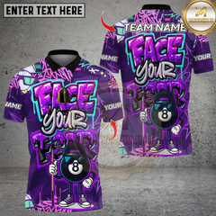 Maxcorners Billiard Graffiti Street Art 8 Ball Face Your Fear Multicolor Customized Name, Team Name 3D Shirt