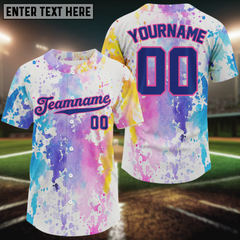 Maxcorners Custom Men Baseball Jersey Personalized Multi Watercolor Youth Authentic Baseball Jerseys LM2608