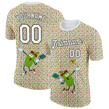 Maxcorners Funny Pickle Mascot Desert Cactus Blooming Flowers Tennis Pattern Personalized Name 3D Unisex Shirt