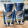Maxcorners Fishing Tumbler Navy White Angular Chevron Design Personalized Name Tumbler (13 Species)