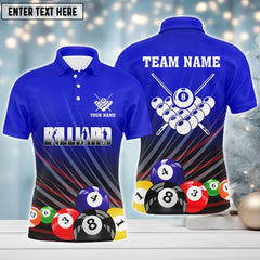 Maxcorners Personalized Blue Billiard Balls Polo Shirts For Men Custom Team Name