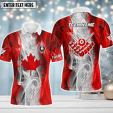 Maxcorners Personalized Billiard Smoke Canadian Flag Polo Shirts For Men Custom Patriotic