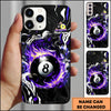 Maxcorners Billiards Flaming 8 Ball Smoke Multicolor Personalized Name 3D Phone Case