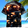 Maxcorners Black Hot Rod On Fire Hawaiian Shirt