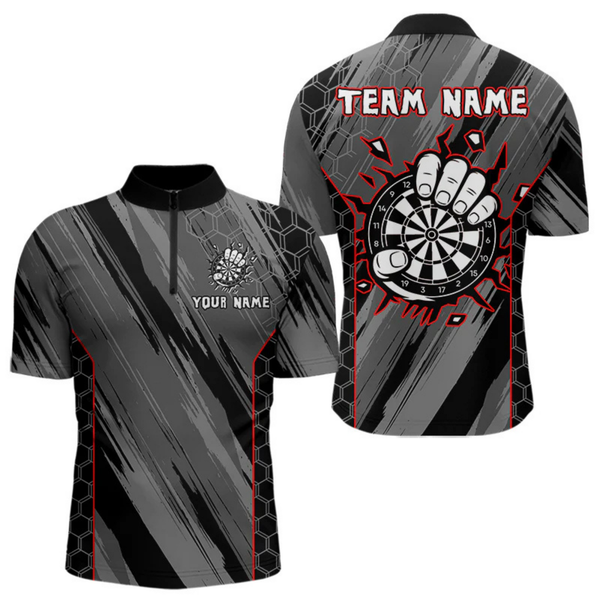 Maxcorners Men’s Custom Darts Shirt - Cracked Dartboard In Grip | Name Personalization LM2404