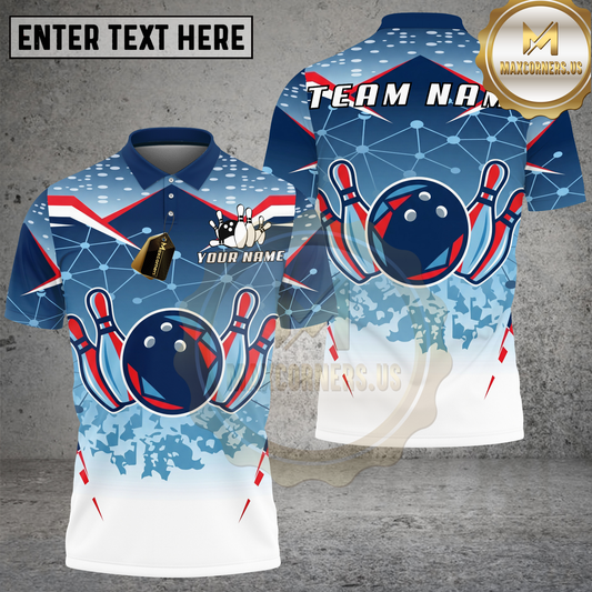 Maxcorners Bowling Modern Tech Ball Network Pattern Multicolor Options Personalized Name, Team Name 3D Shirt (4 Colors)