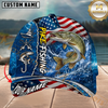 Maxcorners Fishing American Flag Personalized Name 3D Cap