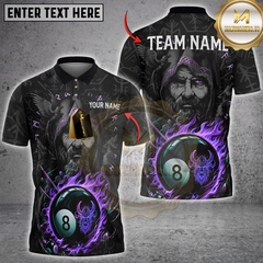 Maxcorners Billiards Viking 8-Ball Pool Multicolor Customized Name, Team Name 3D Shirt