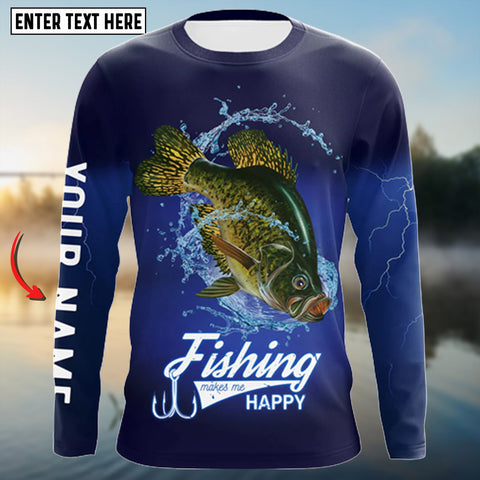 Maxcorners Fishing Makes Me Happy Crappie Customize Name 3D Shirt