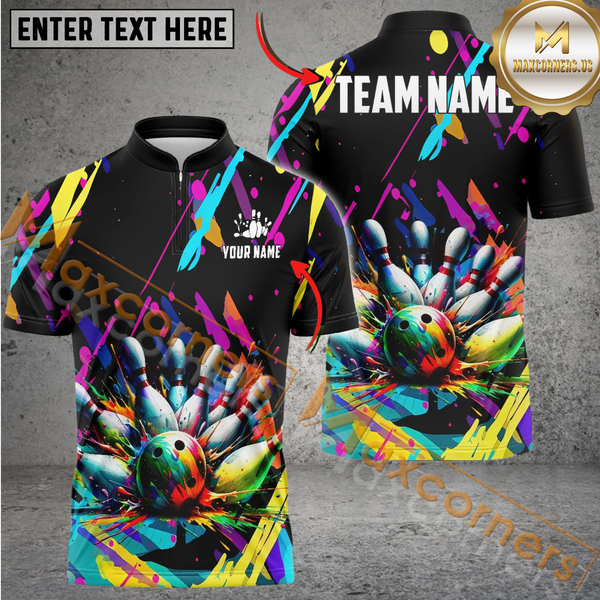 Maxcorners Graffiti Splash Paint Bowling Jersey Customized Name 3D Shirt For Women