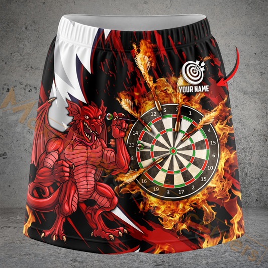 Maxcorners Darts Dragon Flaming Dartboard Personalized 3D Skirts With Shorts