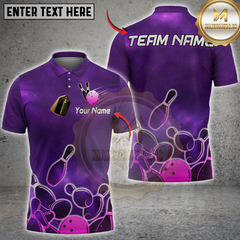 Maxcorners Galaxy Bowling Strike Multicolor Customized Name, Team Name 3D Shirt