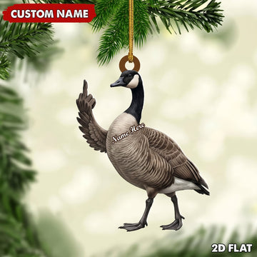 Maxcorners Canada Goose Hunting Middle Finger Gesture Goose Hunting Christmas Gift Customized Name 3D Keychain And Ornament