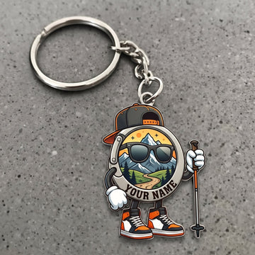 Maxcorners Hiking Cool Backpacker Mountain Character Customized Name 3D Keychain And Ornament