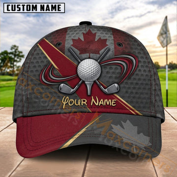 Maxcorners Golf Red Shield Ball Wings Personalized Name 3D Cap
