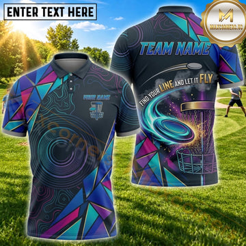 Maxcorners Disc Golf Colorful Geometric Flying Disc Personalized Name 3D Unisex Shirt