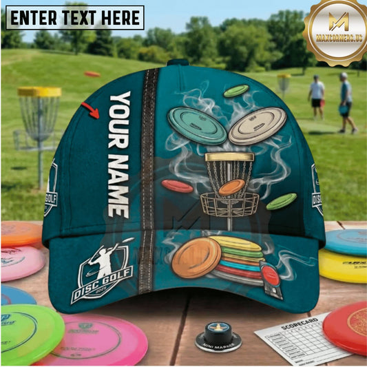 (8 Colors) Maxcorners Disc Golf Colorful Flying Discs & Chain Basket Personalized Name 3D Cap LM3009
