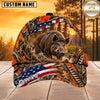Maxcorners Hunting  American Flag Orange Camo Hunting Scene Multiple Options Personalized Name 3D Cap