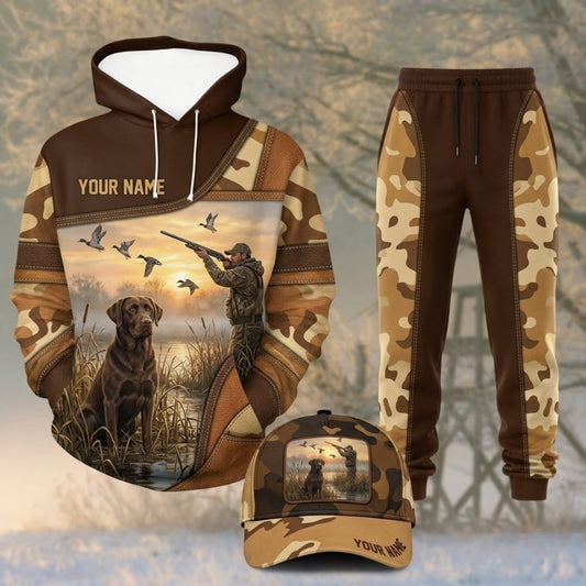 Maxcorners Duck Hunting Retrieving Dogs Brown Woodland Camo Personalized 3D Shirts