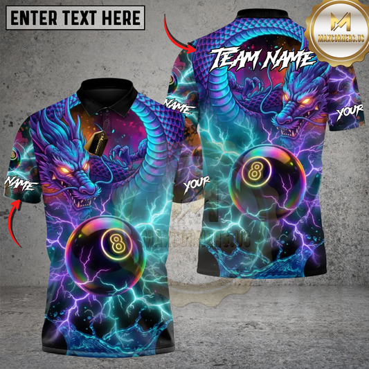 Maxcorners Billiard Stormborn Dragon Power Ball 8 Multicolor Customized Name, Team Name 3D Shirt