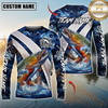Maxcorners Fishing Blue Lava Smoke Silver Line Design Custom Name & Team Name 3D Shirts
