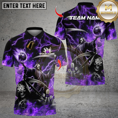 Maxcorners Bowling Grim Reaper Skull Multicolor Customized Name, Team Name 3D Shirts