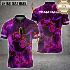 Maxcorners Neon Style 8-Ball Billiard Multicolor Customized Name, Team Name 3D Shirt