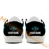 Maxcorners Billiard Ball 8 Cyan Heavenly Flame Personalized Name Canvas Loafer Shoes