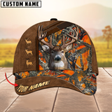 Maxcorners Deer Hunting Brown Leather Pattern Multicolor Personalized Name 3D Cap