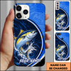 Maxcorners Fishing Dual Tone Swirl Wave Graphic Personalized Name Phone Case (12 Fish Species)
