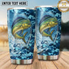 Maxcorners Fishing Tumbler Blue Digital Camouflage Design Personalized Name Tumbler (13 Species)