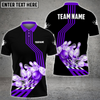 Maxcorners Bowling Ball and Pins Break Multicolor Option Customized Name 3D Shirt