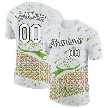 Maxcorners Pickleball Paddle Ball White Green Desert Cactus Diagonal Split Personalized Name 3D Unisex Shirt