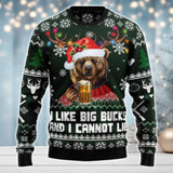 Maxcorners Bear Hunting And Beer Christmas All Over Print Sweater