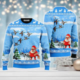 Maxcorners Funny Santa Duck Hunting Merry Christmas All Over Print Sweater