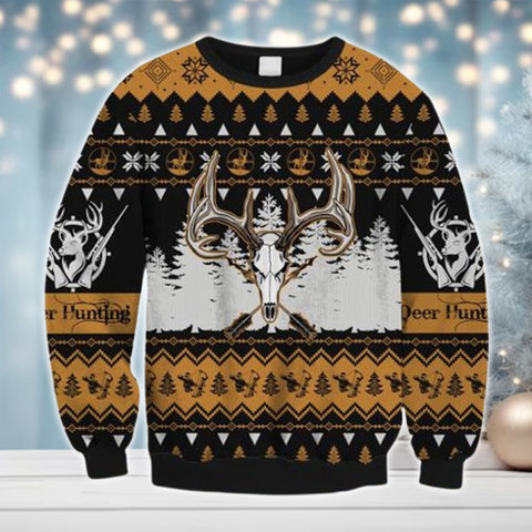 Maxcorners Deer Hunting Merry Christmas All Over Print Sweater