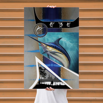 Maxcorners Marlin Fishing Deep Ocean Strike Art Personalized Name 3D Poster