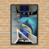 Maxcorners Marlin Fishing Deep Ocean Strike Art Personalized Name 3D Poster