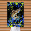 Maxcorners Walleye Fishing Neon Splash Abstract Art Personalized Name 3D Poster