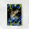 Maxcorners Walleye Fishing Neon Splash Abstract Art Personalized Name 3D Poster