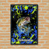 Maxcorners Largemouth Bass Fishing Neon Splash Abstract Art Personalized Name 3D Poster