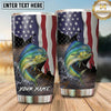 Maxcorners Fishing Tumbler Vertical American Flag Landscape Design Personalized Name Tumbler (13 Species)