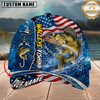 Maxcorners Fishing American Flag Personalized Name 3D Cap