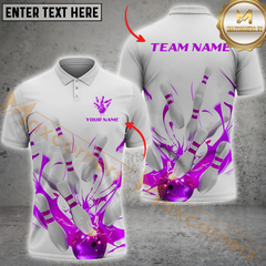 Maxcorners Strike Master Bowling Jersey Multicolor Option Customized Name, Team Name 3D Polo Shirt