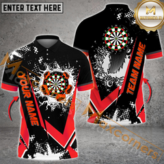 Maxcorners Darts Paint Crack Pattern Mutilcolor Options Personalized Name, Team Name 3D Polo Shirt