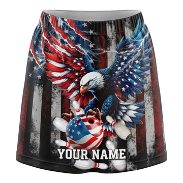 Maxcorners Bowling Patriotic Bald Eagle American Flag Personalized 3D Skirts With Shorts