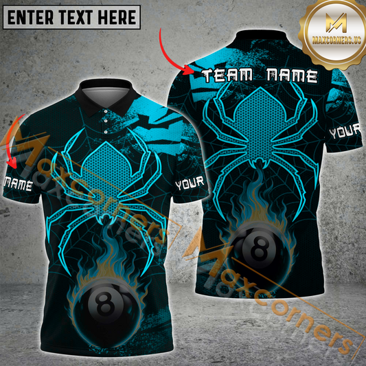 Maxcorners Spider-Themed 8 Pool Billiard Jersey Multicolor Options Personalized Name, Team Name 3D Polo Shirt