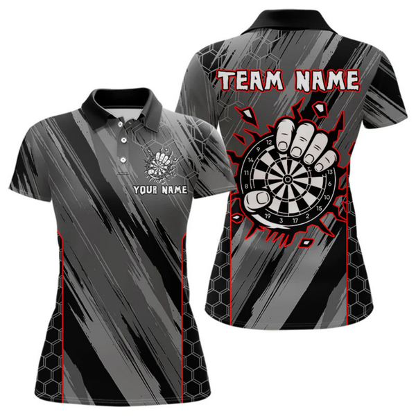 Maxcorners Men’s Custom Darts Shirt - Cracked Dartboard In Grip | Name Personalization LM2404