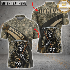 Maxcorners Billiard Grim Reaper Camouflage Multicolor Customized Name, Team Name 3D Shirt